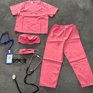 NEW Girls 7pc Doctor Career Day For School/Halloween Costume- Pink (Size: 4-5)